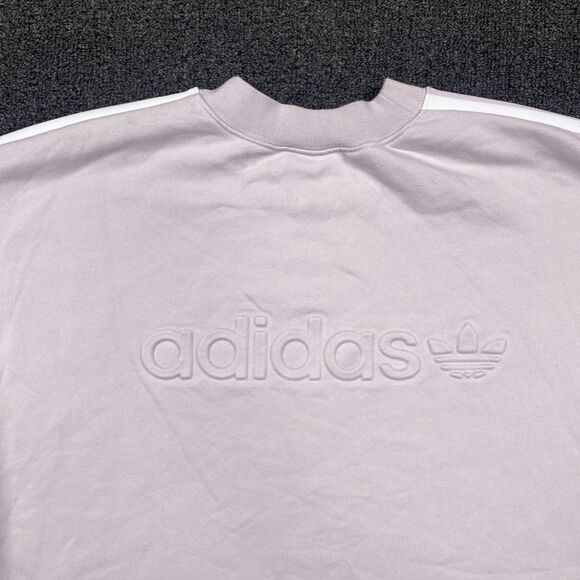 Adidas Cropped Sweatshirt Women's Ice Purple Embossed Emblem DH4656 Size Large - Picture 4 of 6